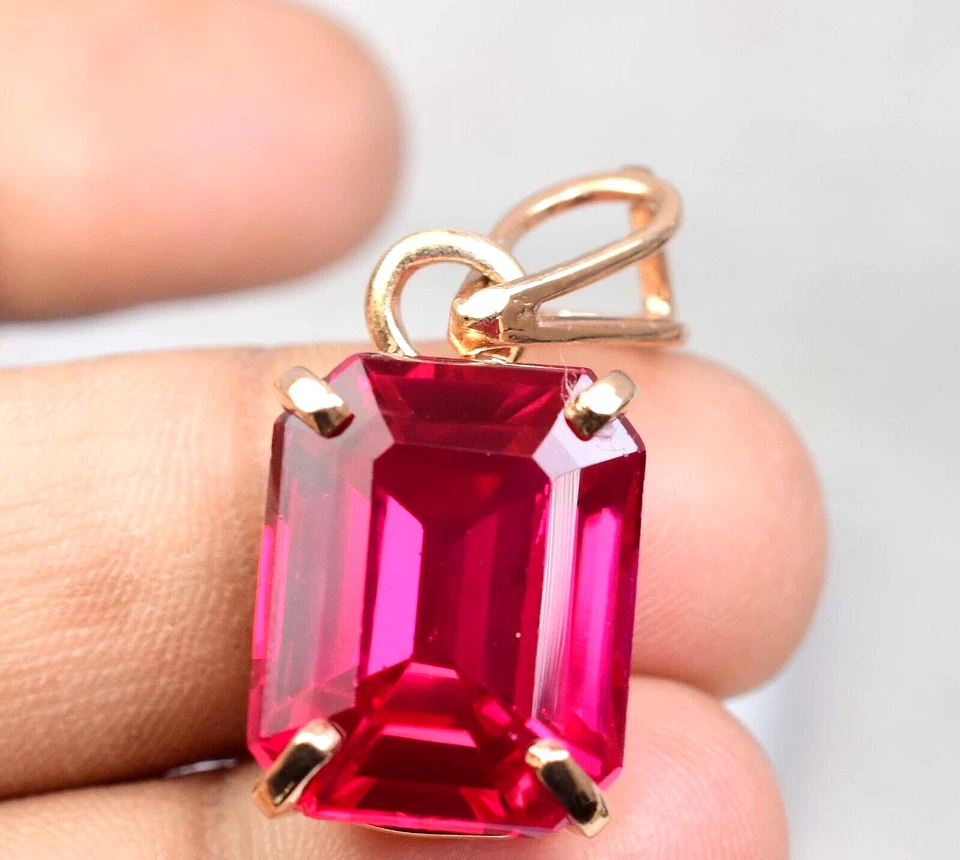 Natürlich Rot Rubin 925 Sterling Silber Anhänger 18 X 14 MM Smaragd Zertifikat - Bild 4 von 4