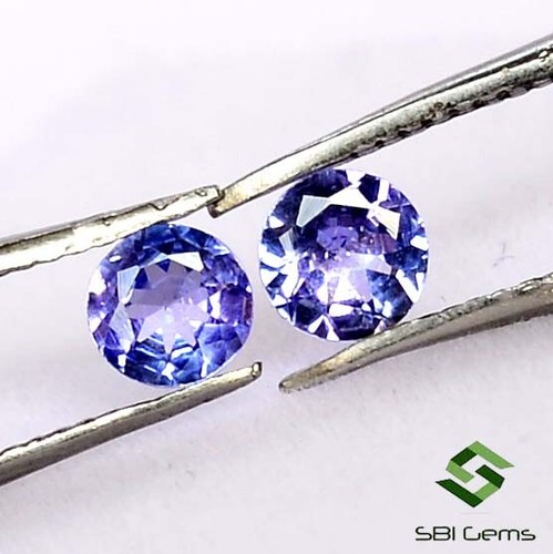 Certified Natural Tanzanite Round Cut Pair 4 mm 0.49 CTS Lustrous Loose Gemstone - Picture 5 of 6
