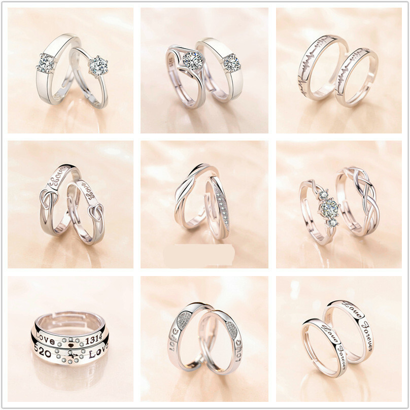 925 Sterling Silver Couple Rings Endless Love Promise Rings