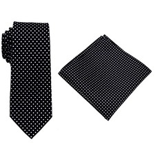 Men's Black Dot Necktie  Pocket Square Set Necktie Schools Business Formals