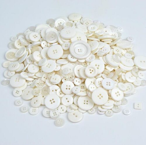 1000Pcs White Resin Buttons for Sewing Apparel Crafts DIY Accessories Mixed Size