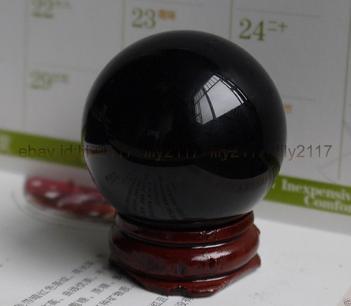 Wholesale Exquisite 40MM +Stand Natural Black Obsidian Sphere Crystal Ball Gems - Picture 4 of 6
