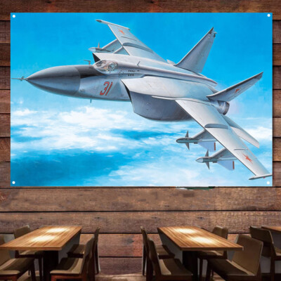 MiG-25 Foxbat Fighter Art Poster Aviation Banner Flag Wall Decor