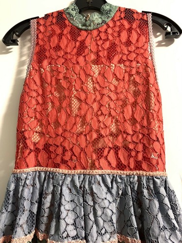 Vestido de cóctel Alexis Vedette de encaje multicolor rojo verde sin mangas XS - Imagen 9 de 11