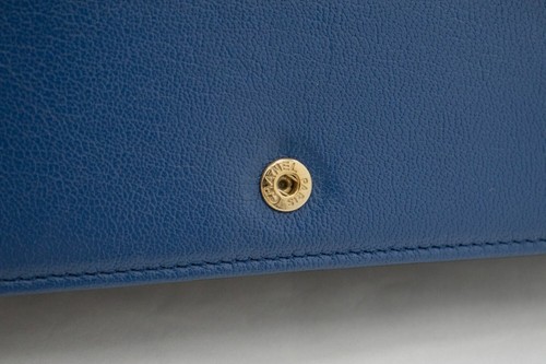 L05 CHANEL Authentic Black Blue Wallet On Chain WOC Shoulder Bag Crossbody Gold - Picture 15 of 21