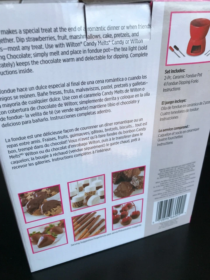 WILTON Fondue Set w/ forks for Chocolate/Dessert  Red   - Image 2 of 3