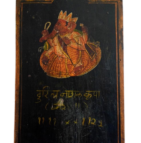 NICE RARE HAND PAINTED WOODEN LORD GANESH HOLY MANUSCRIPT PANEL/TAKHTI. G62-56 - Picture 4 of 6