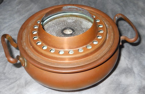 S. STERNAU CO TILTING STACKABLE COPPER & BRASS TEA SET W/BURNER PAT 1892 - Picture 10 of 23