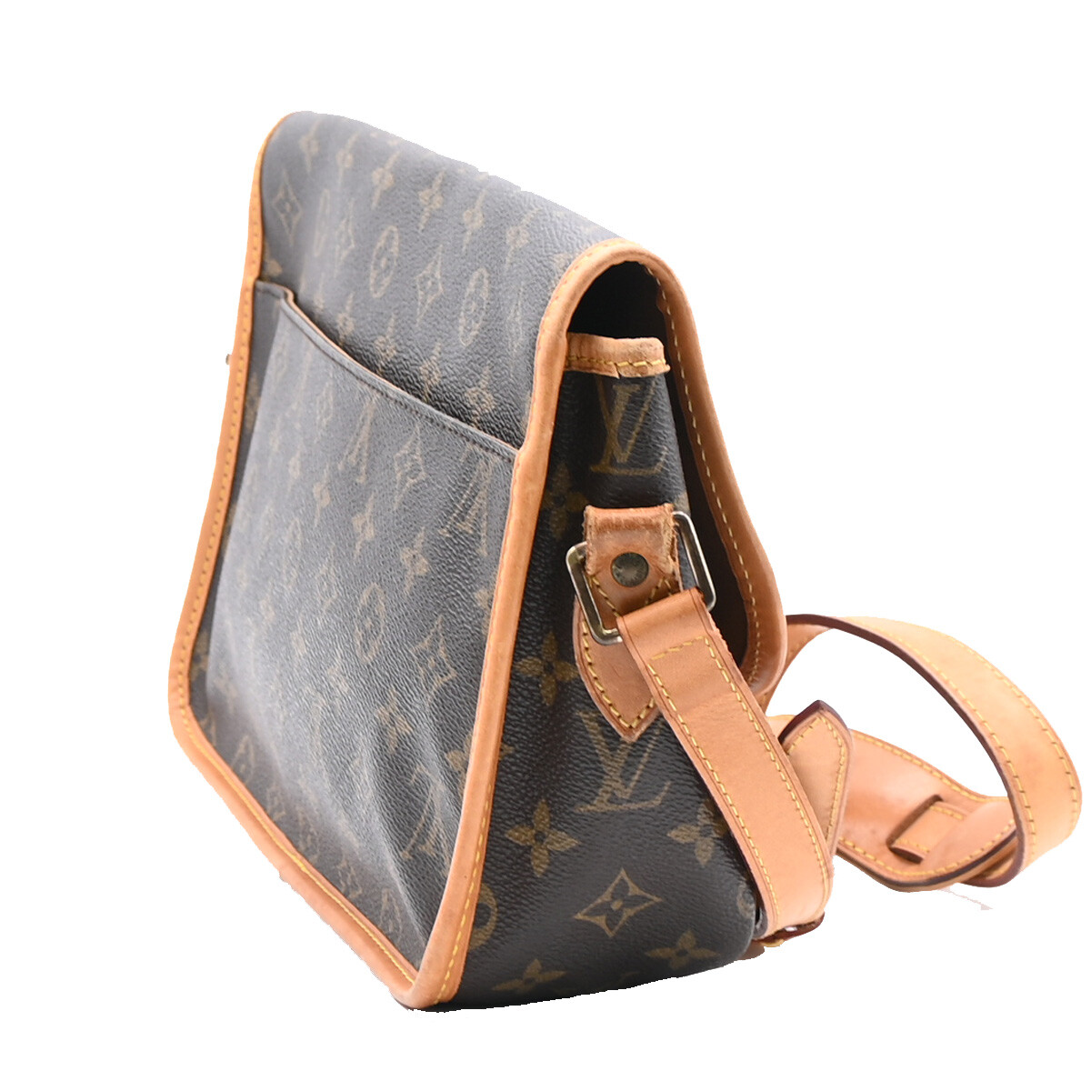 LOUIS VUITTON Gibeciere MM Shoulder Bag Monogram Leather Brown 