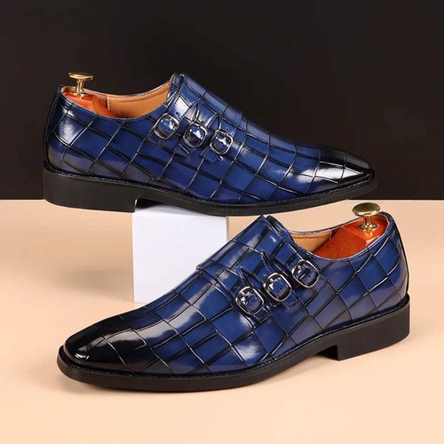 Men's Casual Business Leather Shoes Mens Buckle Square Toe Dress Office Flats Me - Picture 49 of 68