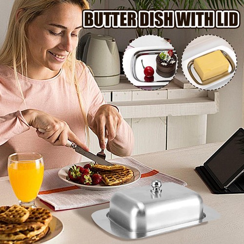 Butter Tray Stainless Steel Cheese Storage Box Butter Dish with Lid for Home - Picture 11 of 12