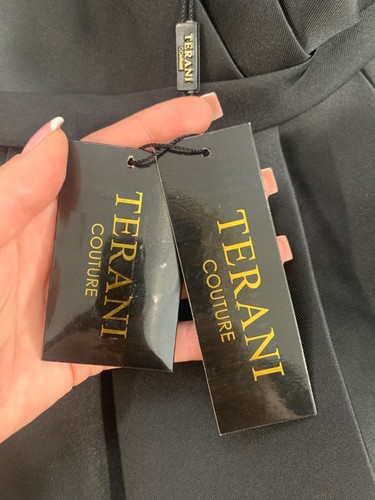 Terani Couture peplum cocktail dress black C3652 size 0 brand new - Picture 6 of 7