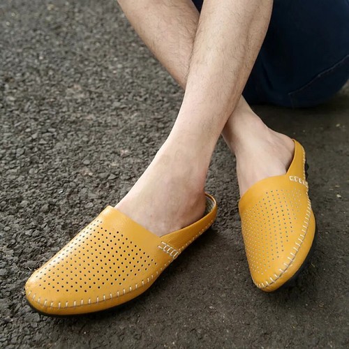 Men's Mesh Comfortable Breathable Half Casual Shoes Slippers Loafers Moccasins - Picture 12 of 21
