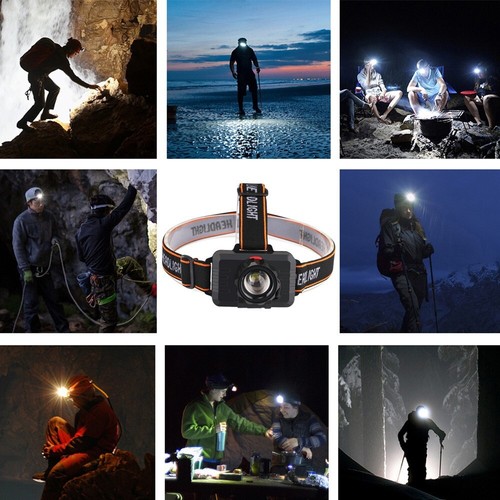 LINTERNA FRONTAL DE CABEZA CAMPING BICI PESCA LED Impermeable ZOOM CARGA USB - Imagen 8 de 8