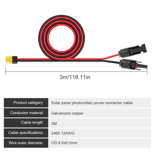0.6M/1.5M/3M XT60 Adapter to Female Plug Solar Connector Charge Extension Cable - Picture 12 of 15