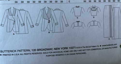 2014 Retro '12 Butterick Pattern B6108 Misses' Jacket Bib & Skirt Sz 14-22 Uncut - Picture 8 of 9