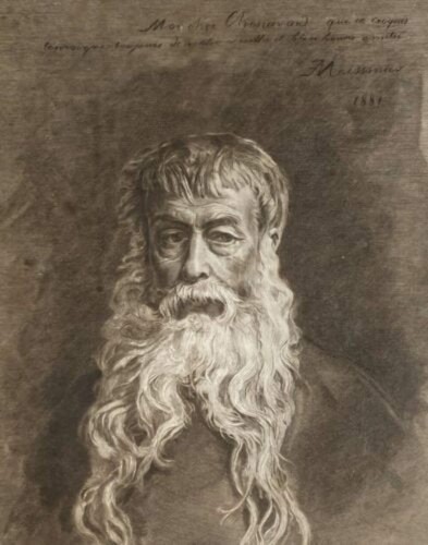 Large French Antique Black and White Framed Print - Bearded Man (63x53cm) - Bild 5 von 10