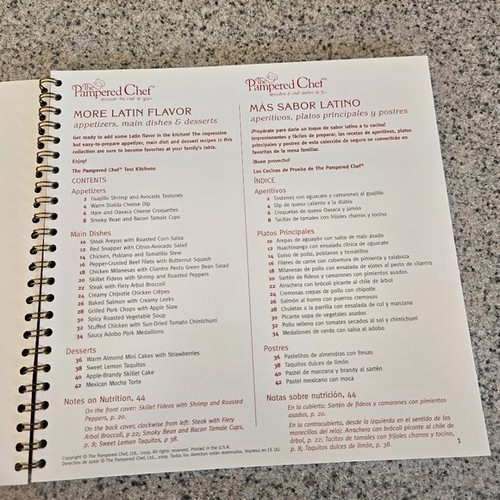 Pampered Chef More Latin Flavor - Bilingual Spanish English Cookbook 2009 Spiral - Picture 3 of 4