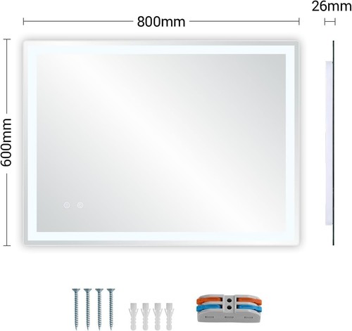 Espejo de baño espejo de luz antiniebla con iluminación LED espejo de pared sin empañamiento DE - Imagen 7 de 8