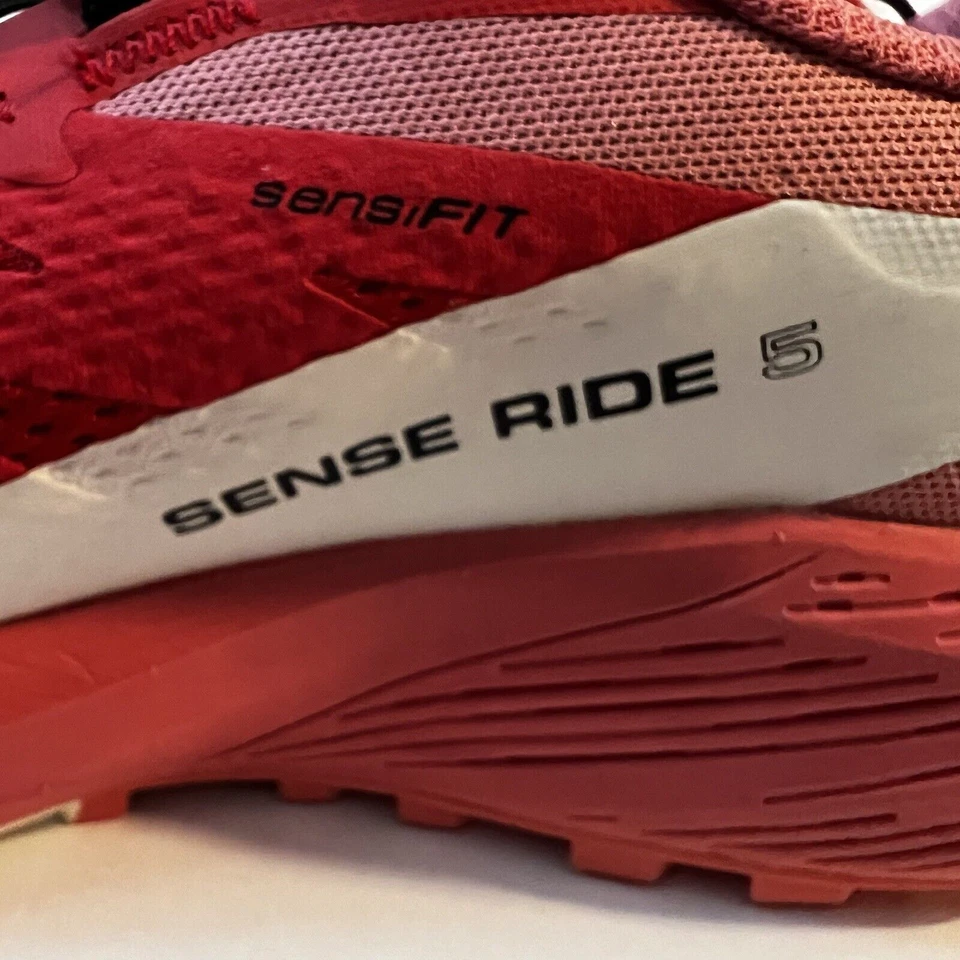 Salomon NUEVO SENSE RIDE 5 Sensi Fit US 11 Mujer’s Rosa Rojo Ardiente Vainilla Trails Foto 4 de 4