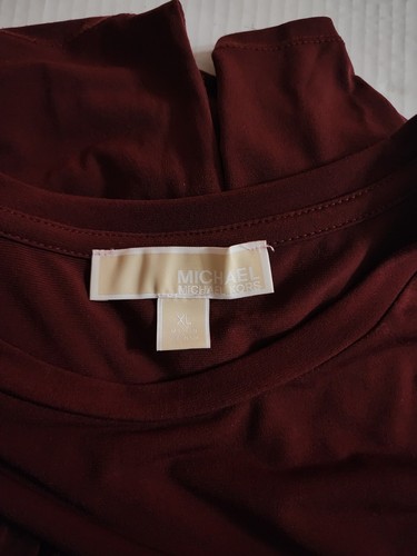 Michael Kors Womens Dress Size XL Burgundy Merlot Ruffle Long Sleeve - Picture 6 of 8