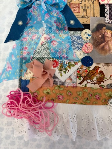 Valentine Lot Of Scraps Lace Ribbon Fabric Floral Journals Slow Stitch Craft - Picture 8 of 22