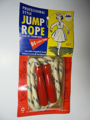 Vintage Pro Style 84" Jump Rope Baked Enamel Hardwood Handles Shimmel Sons #140G - Picture 2 of 9