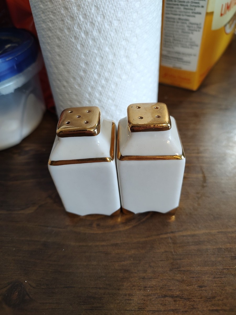 RARE ANTIQUE 1940s-60s Salt & Pepper Shaker Set: White Glass