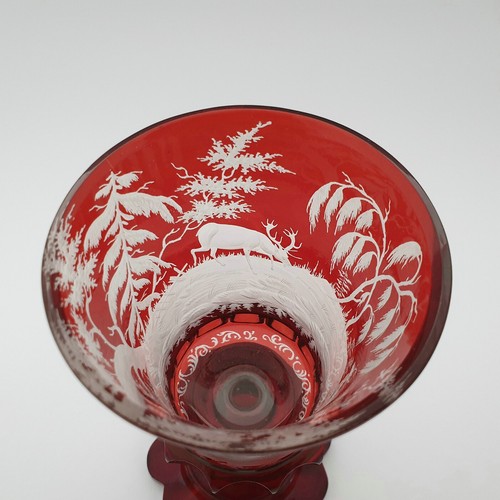 Biedermeier - Pokalglas / Fussbecher mit Jagdszene. Böhmen, um 1850. - Picture 8 of 13