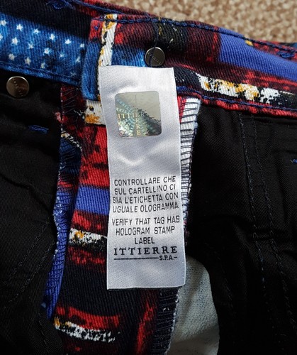 Versace Rare Vintage 90s USA UK Union Jack Flags Print Pattern Denim Jeans W31 - Picture 19 of 20