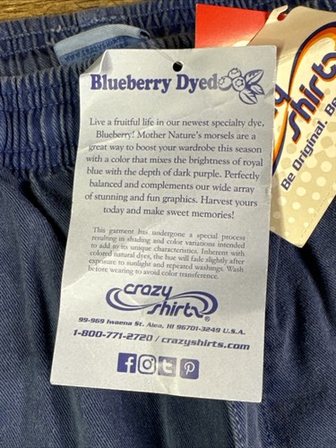 NWT Crazy Shirts Men's Blue Hawaii Dyed Pants Size Large Pants Joggers Blueberry - Picture 10 of 16