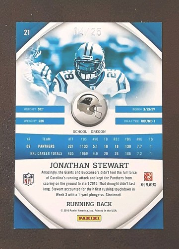 JOHNATHAN STEWART 2010 Panini Gridiron Gear #21 Platinum /25 Panthers. D1C - Picture 2 of 3