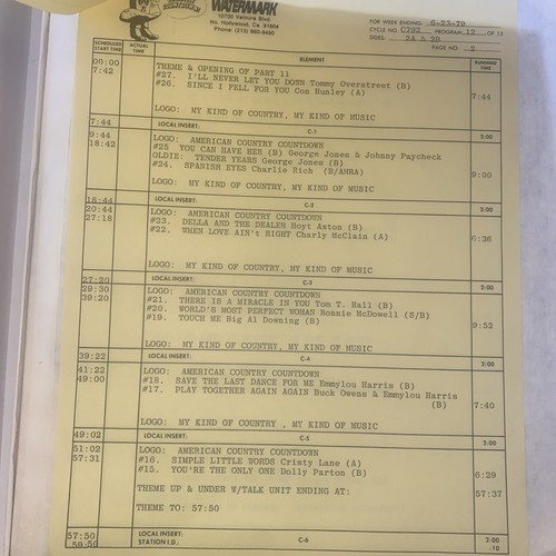 American Country Countdown 6-23-79 Elvis + 3 LP VG+ DEMO LETTER FROM WATERMARK! - Bild 3 von 4