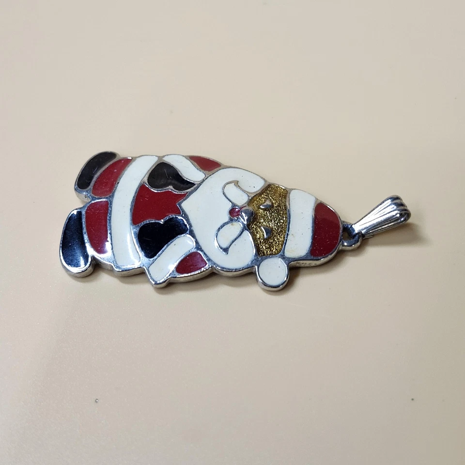 Papá Noel Navidad Colgante Dije Esmalte Oro Joyería Vacacional 2 Pulgadas Regalo Foto 2 de 4