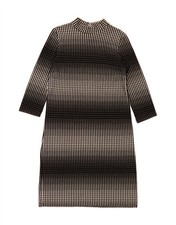 VINTAGE Womens 3/4 Sleeve Shift Dress IT 42 Medium Black Check Polyester DF22