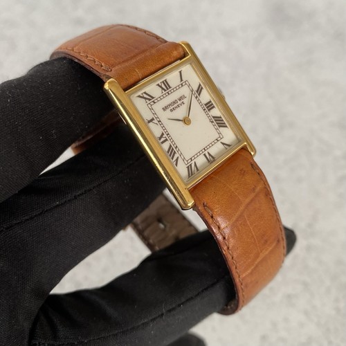 1985 Raymond Weil Genève Tank 5767 18k Gold Plated Quartz Watch - Full Set - Imagen 7 de 24
