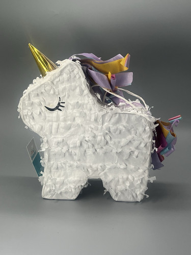 Mini White Unicorn Birthday Party Pinata 6 x 6 x 3 NWT - Picture 1 of 2