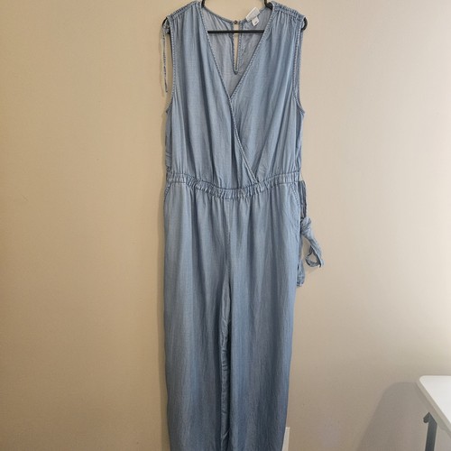 Ava & Viv Damen Gr. 1X Himmelblau Ärmellos Jumpsuit Seitentaschen Weites Bein
