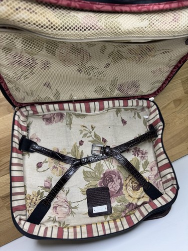 Brighton Rolling Business Laptop Weekend Carry-On Leather & Fabric Travel Bag - Picture 9 of 13