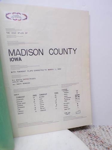 1960 Madison County Iowa Farm Township Mappe Atlas Winterset NOME SU TERRENO AGRICOLO? - Foto 13 di 13