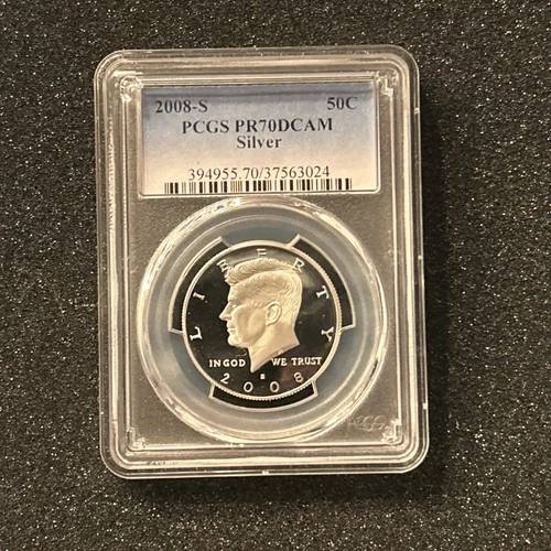 PR70 DCAM 2008-S Silver Kennedy Half Dollar PCGS Blue Label