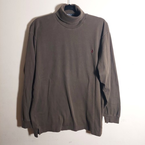 Polo Ralph Lauren Vintage Manga Larga Cuello Tortuga Verde 100% Algodón Hombre’s Grande - Imagen 3 de 9