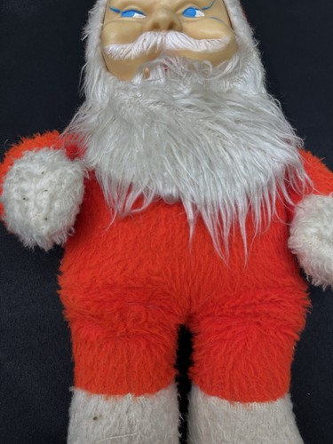 Muñeco de peluche vintage Genie Toys cara de goma Papá Noel Navidad 16" hecho en Taiwán - Imagen 4 de 13