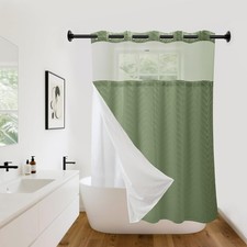 Hookless Shower Curtain with Snap in Liner 71" x 74" Double-Layer Waterproof ...