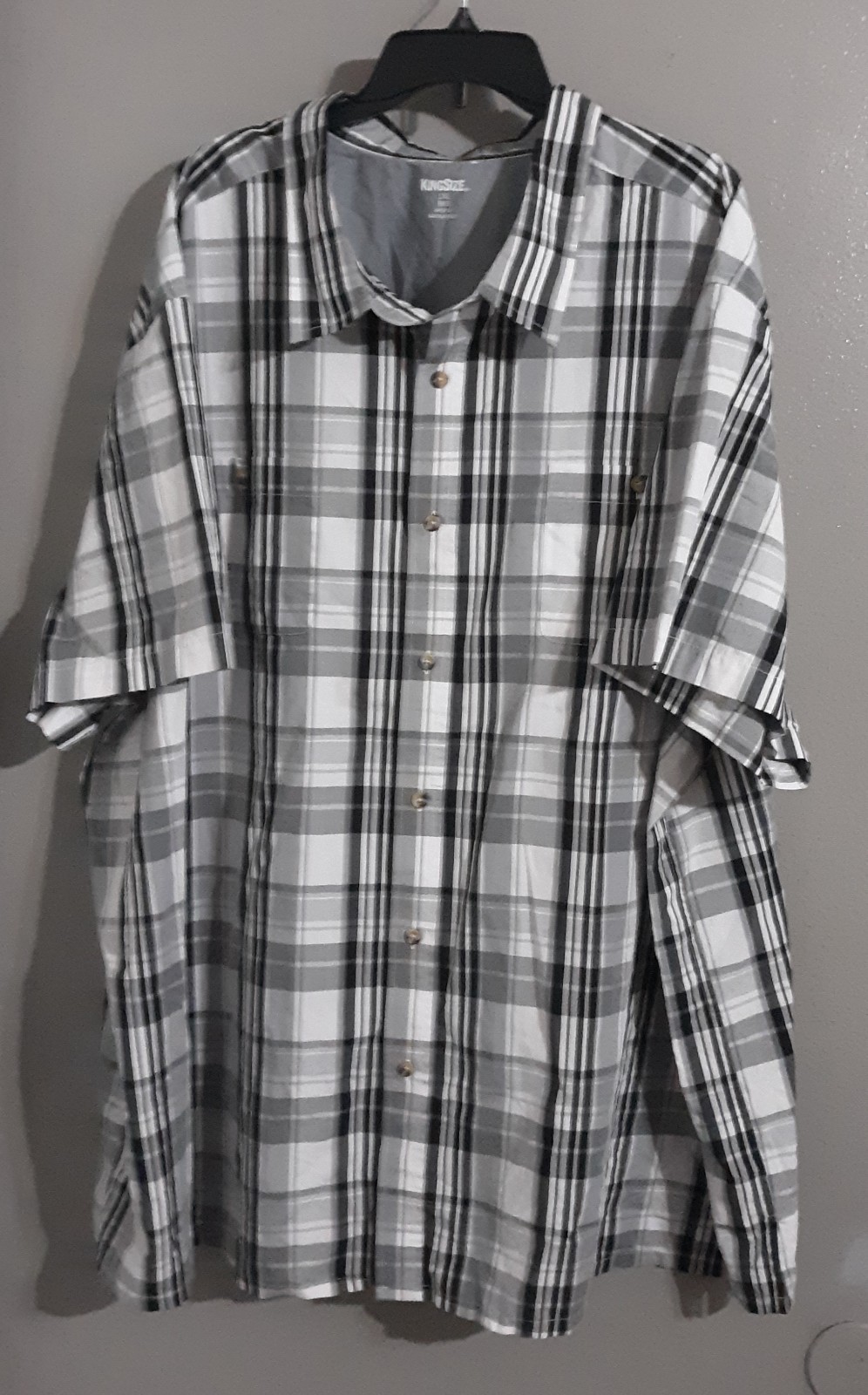 Men’s King Size Short Sleeve Gray Lightweight Cotton Blend Shirt.sz 5XLB