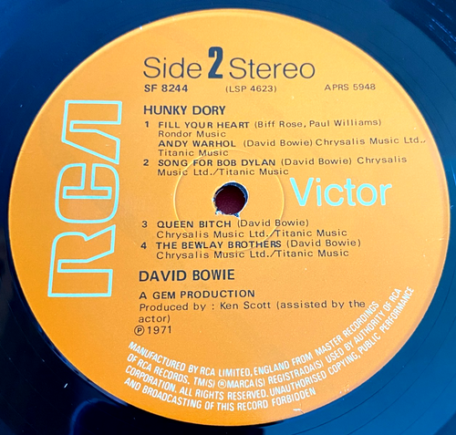 David Bowie Hunky Dory LP+INSERT UK 1972 Press RCA SF8244 No MainMan 4E/3E VINYL - Foto 12 di 17