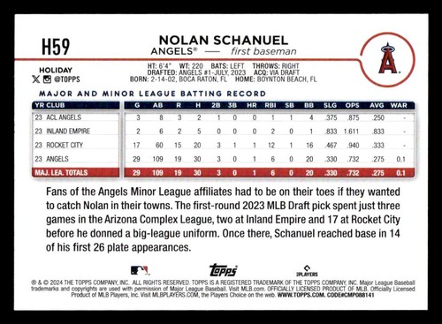 2024 Topps Holiday #H59b Nolan Schanuel - Imagen 2 de 2