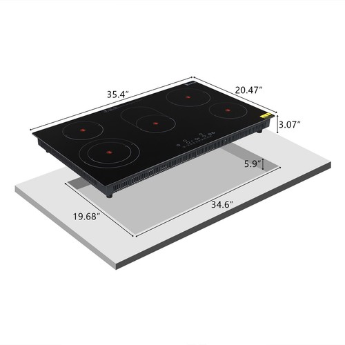 ZOKOP Smart Electric Stove Top Touch 35'' 8600W Cooktop 6 Burner Radiant Ceramic - Picture 8 of 11