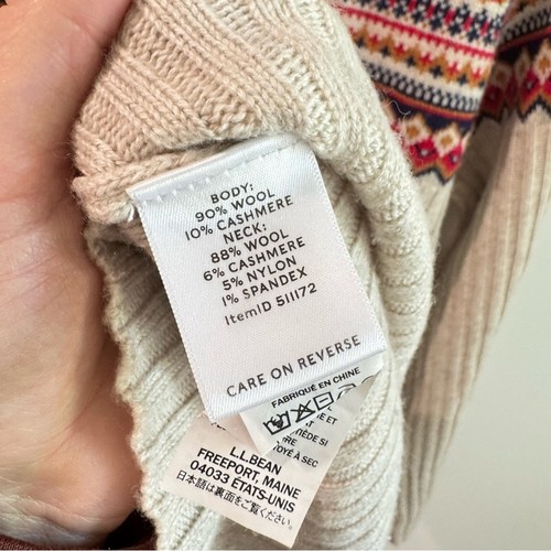 LL Bean Signature Wool Cashmere Blend Fair Isle Jewel Neck Sweater Medium - Bild 3 von 6