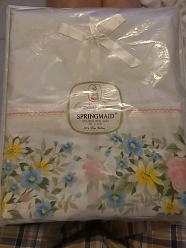 Cama doble peinada Springmaid percal sábana plana de algodón 81x108 MAÑANA JARDÍN-NUEVO EN PAQUETE - Imagen 1 de 6